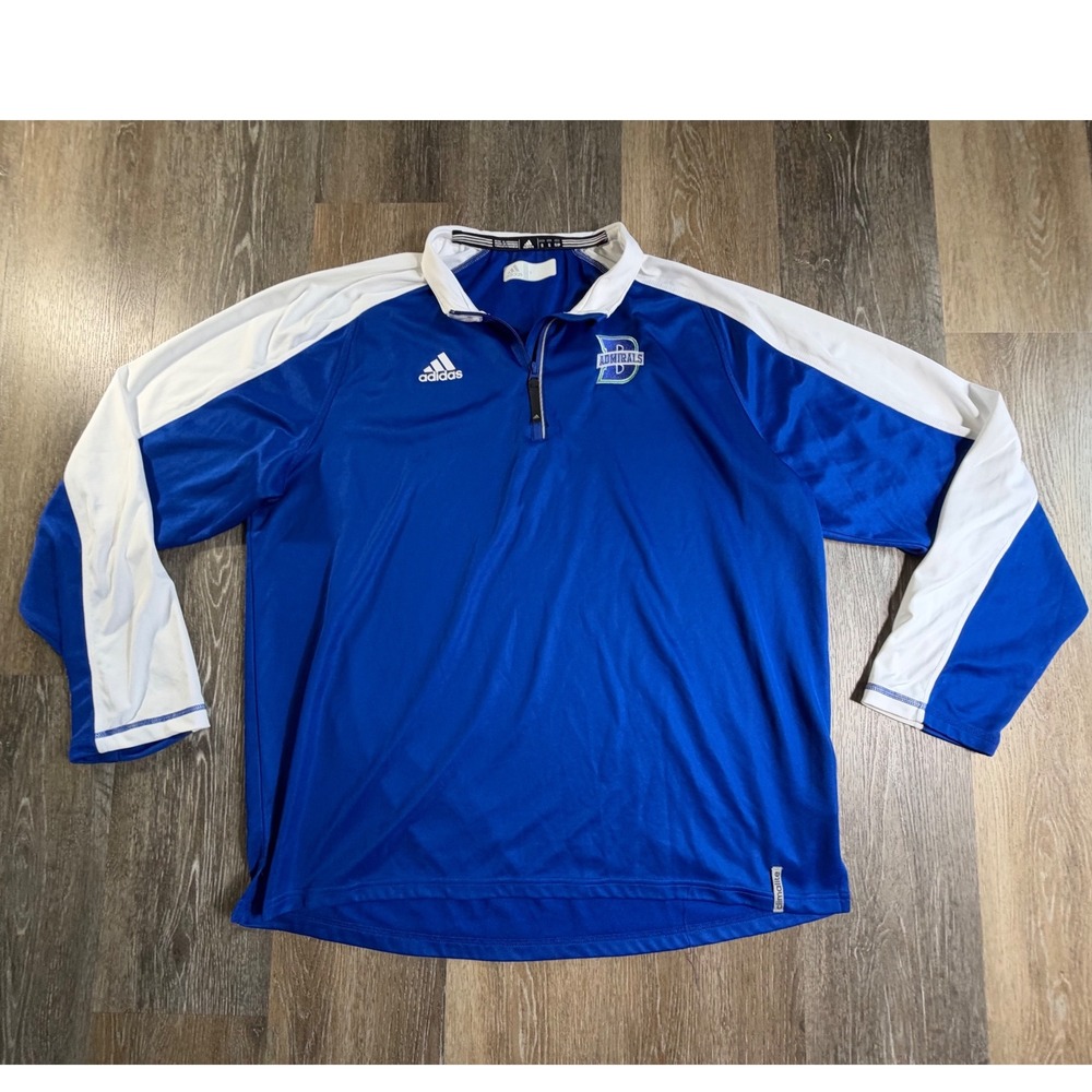 Adidas Pullover Mens Small Blue White Bayside Admirals Climalite Quarter Zip Top